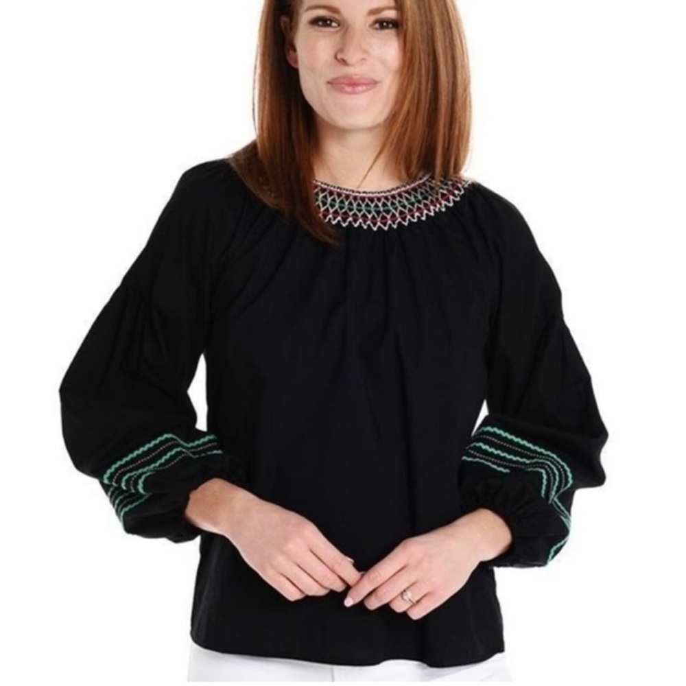 Joie Top Black Embroidered size XS